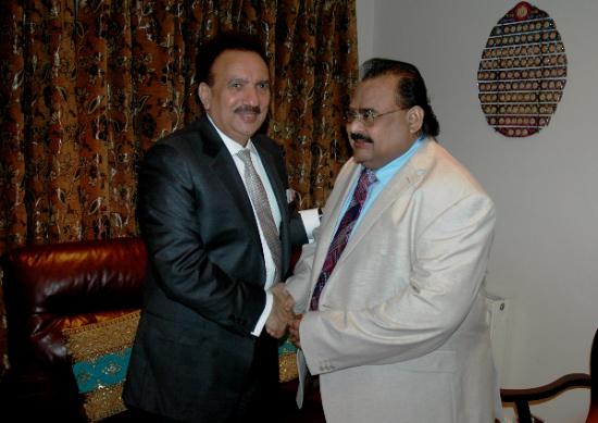 Federal Interior Minister Rehman Malik met MQM Founder & Leader Altaf Hussain in London