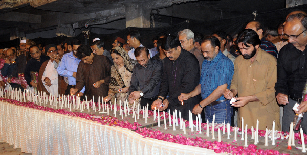 MQM organizes a candlelight vigil in Abbas Town in memory of the martyrs