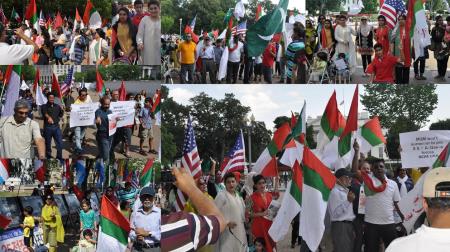 ایم کیو ایم امریکہ کاکراچی میں مہاجروں کے خلاف جاری ریاستی آپریشن کے خلاف وائٹ ہاؤس کے سامنے بڑا احتجاجی مظاہرہ