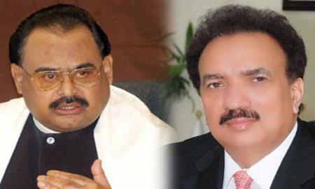 Rehman Malik calls Altaf Hussain, condemns raid