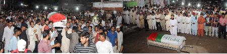 ایم کیو ایم نیو کراچی سیکٹر کے کارکن عبدالستار کی نماز جنازہ بعد نماز عشاء صدیق آباد قبرستان نیو کراچی میں سپرد خاک کردیا گیا 