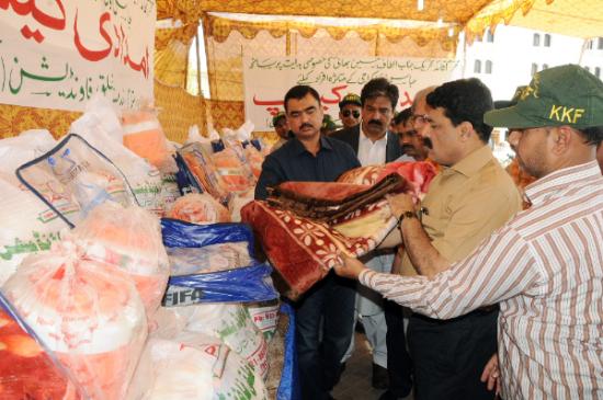 Members of Co-ordination Committee visit KKF Head Office to see the relief activities for the affected people of Abbas Town tragedy