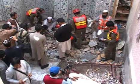 Altaf Hussain has strongly condemned bomb blast inside a mosque near meena bazaar in Peshawar
