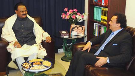 Governor Sindh Dr Ishratul Ebad and Senator Rehman Malik meet Altaf Hussain in London
