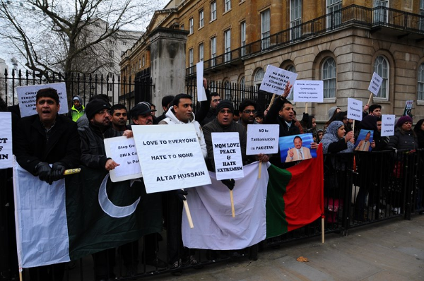 MQM organizes a demonstration at 10 Downing Street to express solidarity with the victims of Abbas Town and Christian Community of Badami Bagh