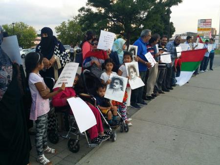 ایم کیو ایم کینیڈا ٹورنٹو چیپٹر کے تحت مسی ساگا میں ماورائے عدالت قتل ، لاپتہ کارکنان کے لئے احتجاج 